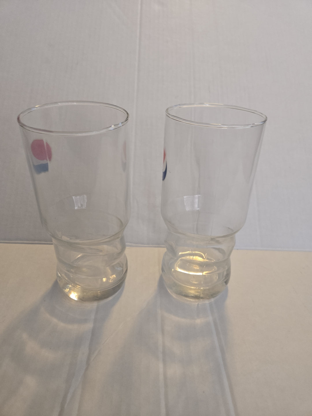 Vintage Pepsi Set of  2 Swirl Base 16 Oz Glasses