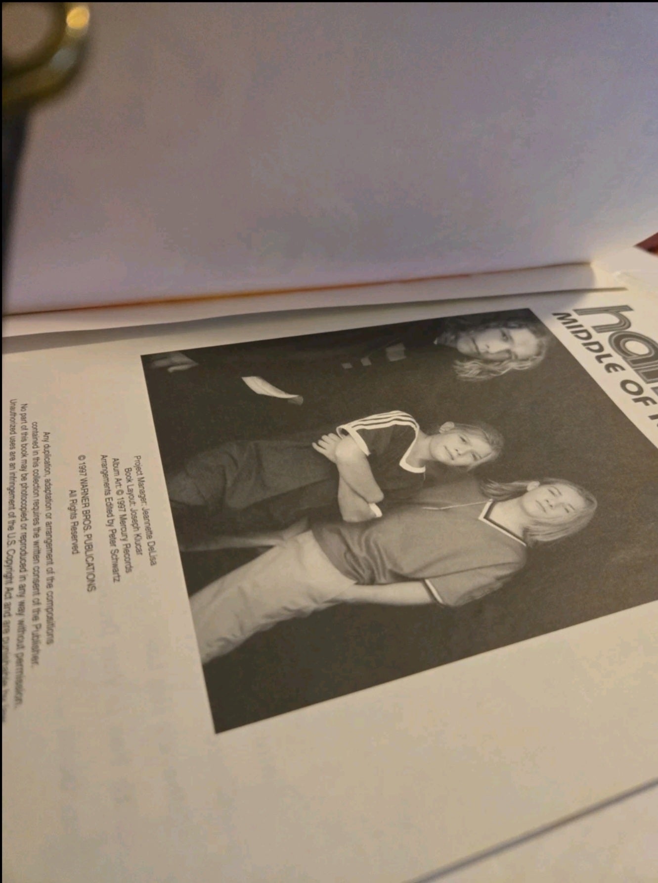 Hanson Middle Of Nowhere Guitar/Vocal/Chords Book- Missing Pullout Poster