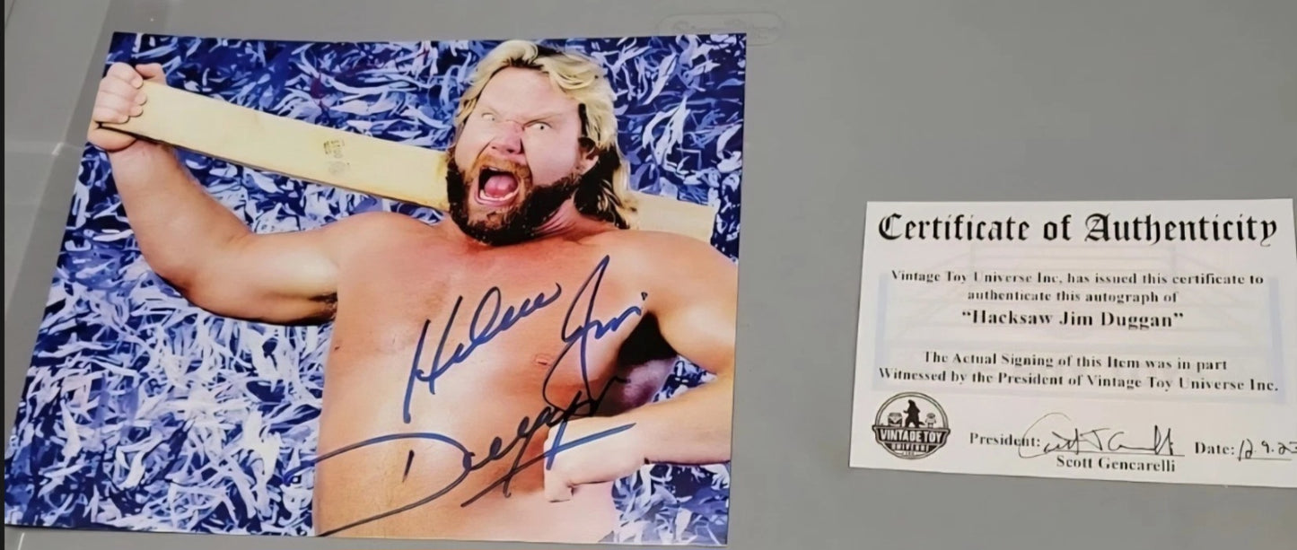 Hacksaw Jim Duggan Autographed 2x4 Photo with COA