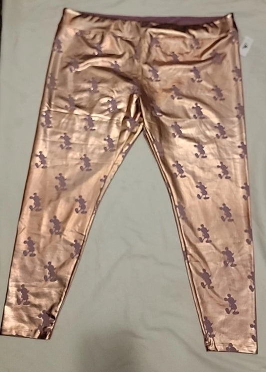 Disney Metallic Rose Gold Mickey Mouse Leggings Size 2XL- PLEASE READ DESC