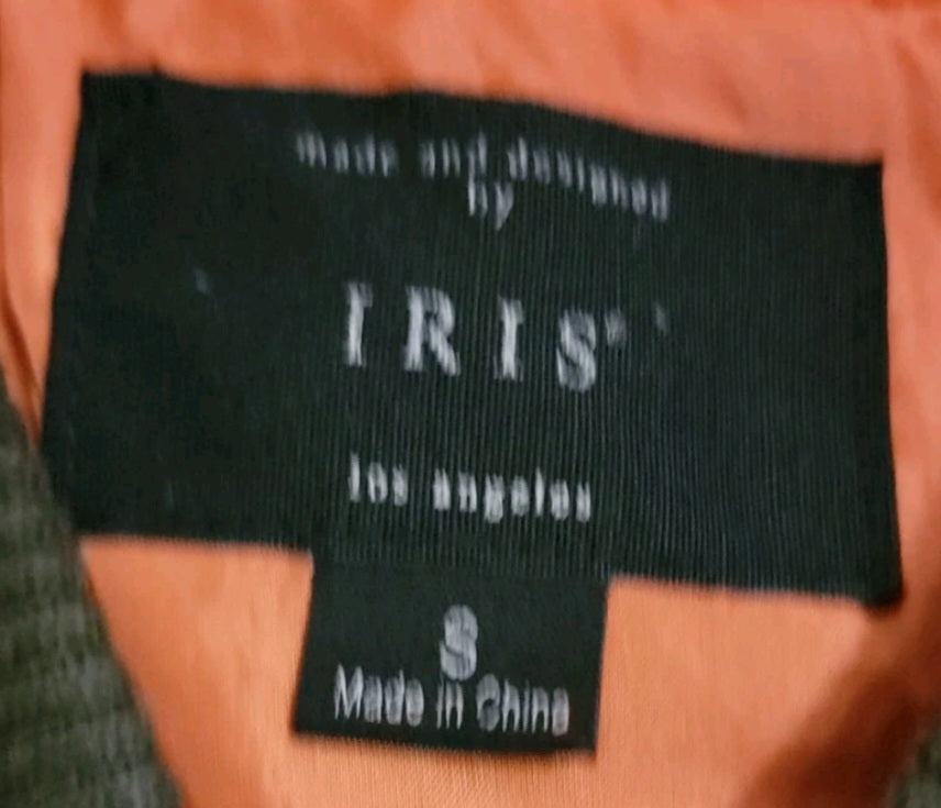 Satin Bomber Jacket by Iris Zip Front Patches Womens Size Small