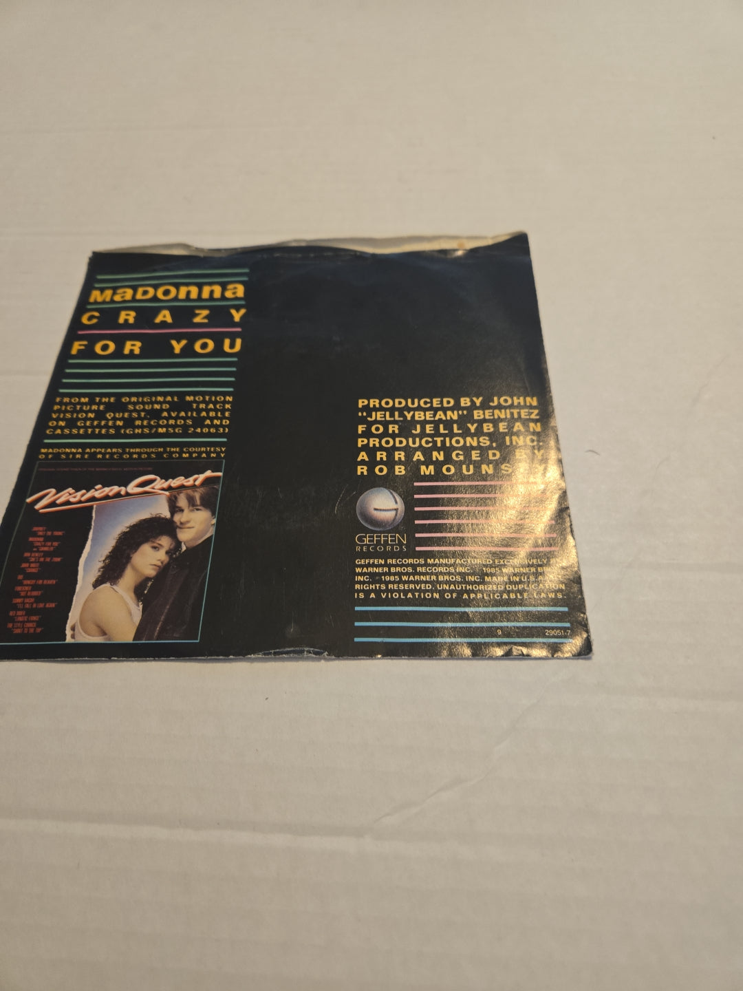 Madonna Crazy For You / Berlin No More Words 80s Dance Pop 45 Vinyl