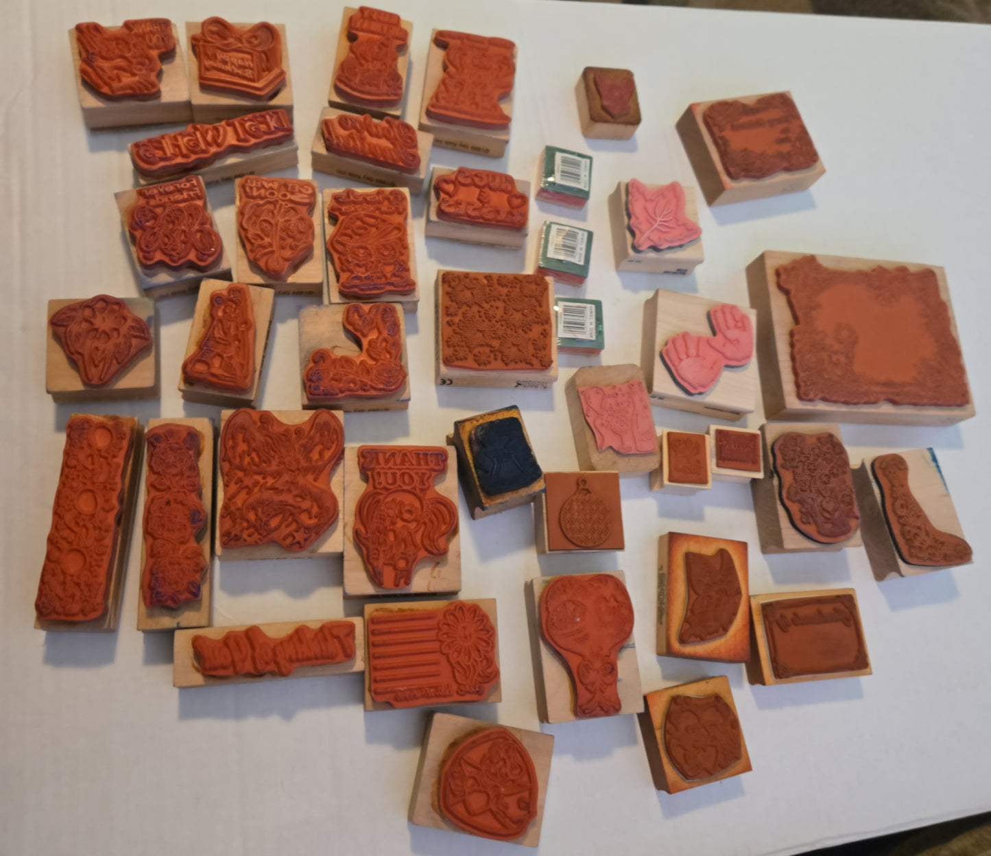Lot of 40 Wood Rubber Stamps