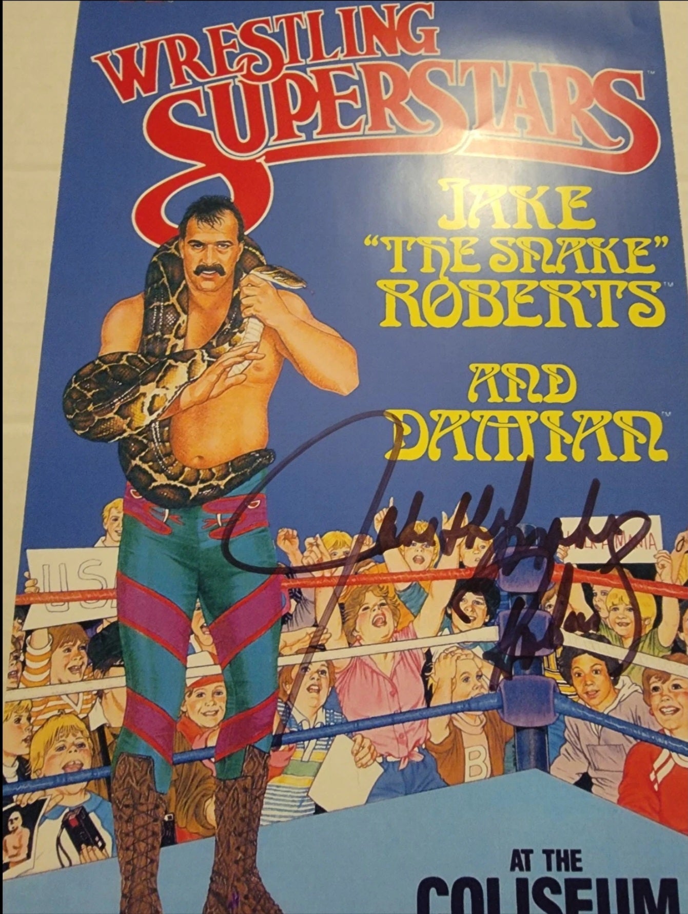 Jake The Snake Roberts Autographed Mini Poster Black Ink No COA