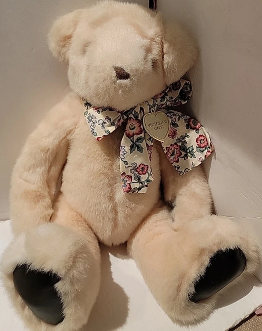 Vintage Victoria's Secret Gund Plush Teddy Bear Pink Floral Bow 1992
