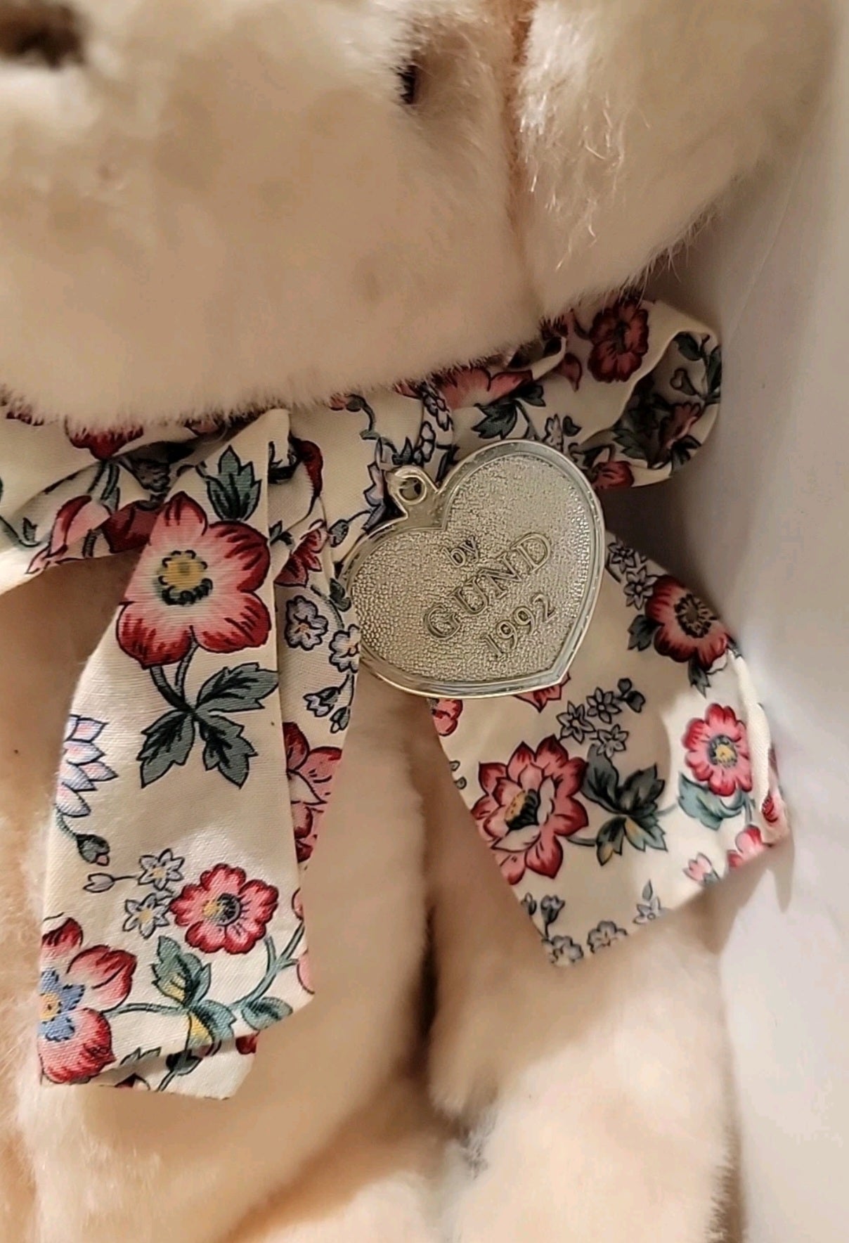 Vintage Victoria's Secret Gund Plush Teddy Bear Pink Floral Bow 1992