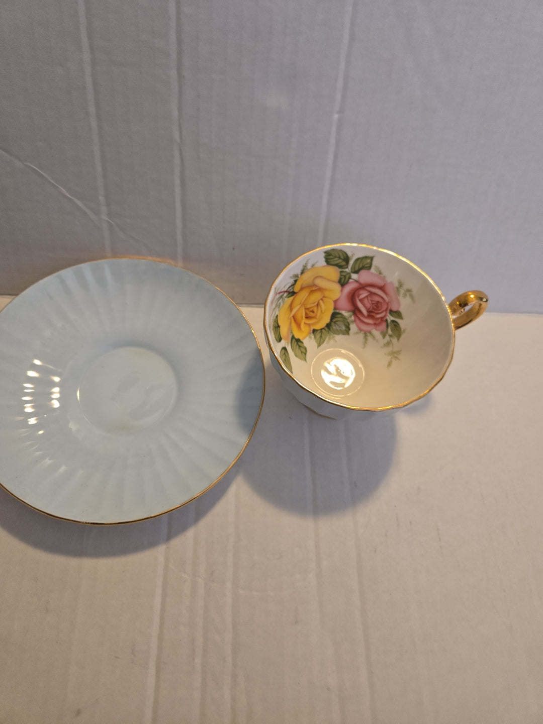 Trentham Staffordshire Fine Bone China Floral Tea Cup & Saucer