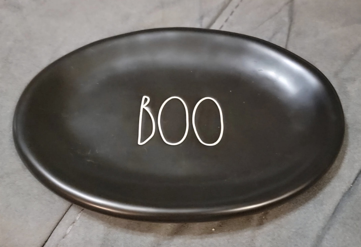 Rae Dunn Black Halloween Boo Oval Plate Appetizer