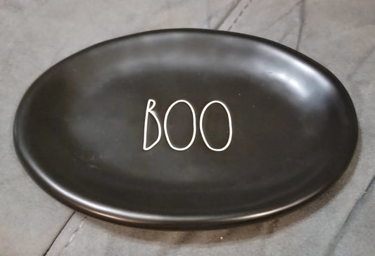 Rae Dunn Black Halloween Boo Oval Plate Appetizer