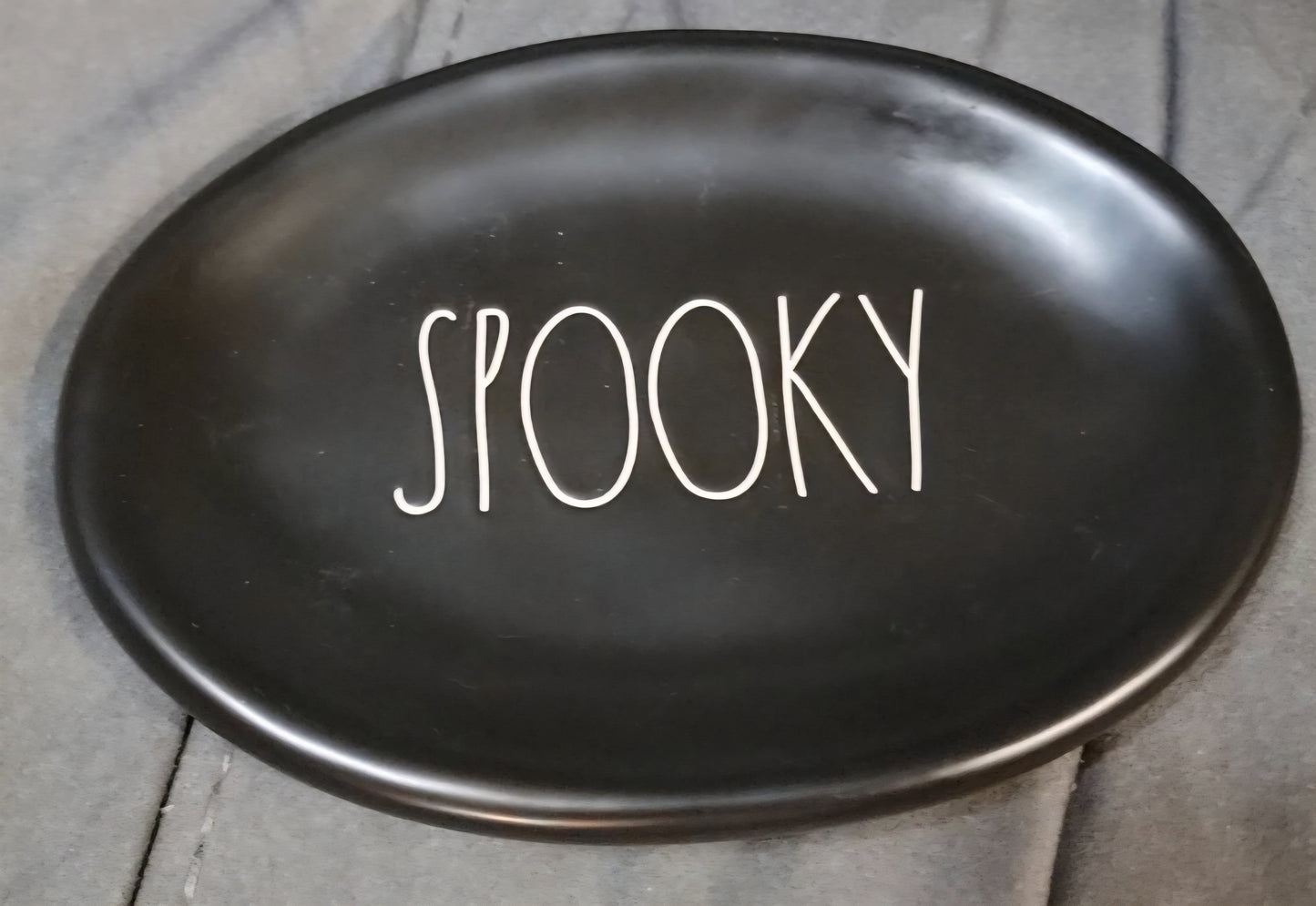 Rae Dunn Black Halloween Spooky Oval Plate Appetizer