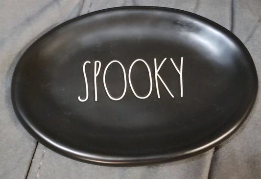 Rae Dunn Black Halloween Spooky Oval Plate Appetizer