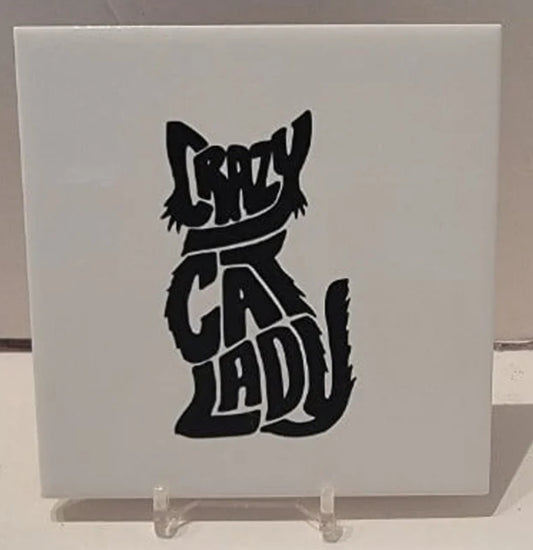 Crazy Cat Lady Ceramic Tile Coaster