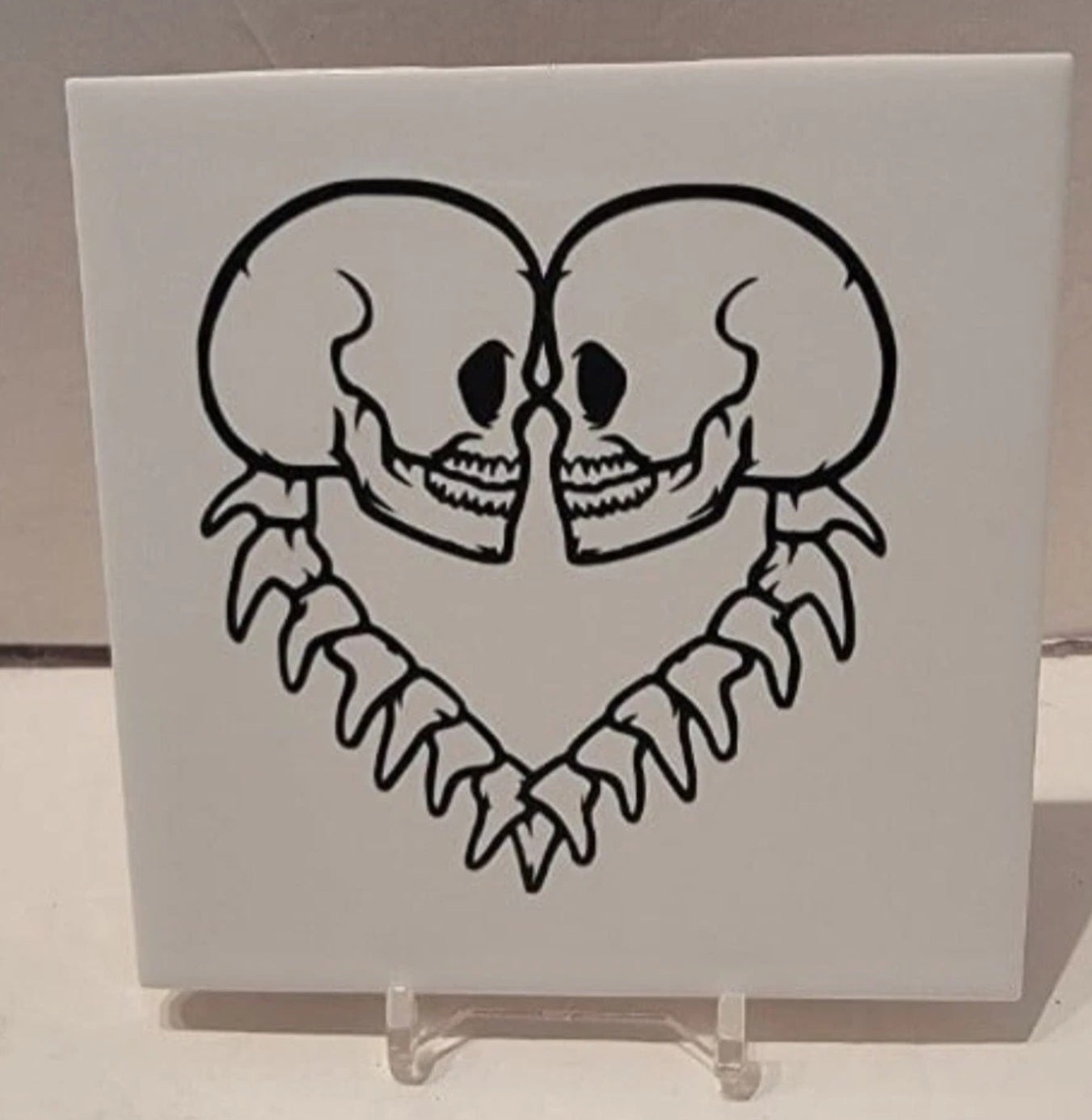 Skeleton Heart Ceramic Tile Coaster