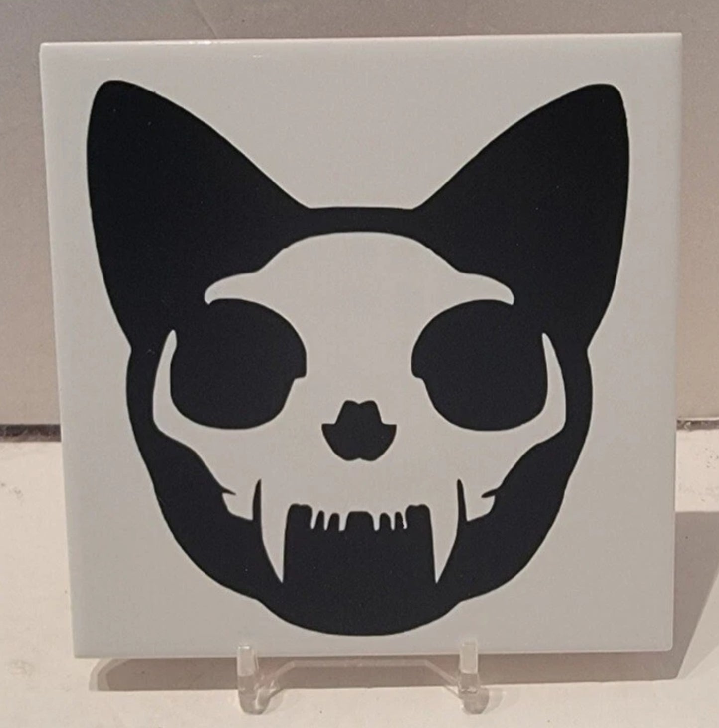 Cat Skull Ceramic Tile Coaster