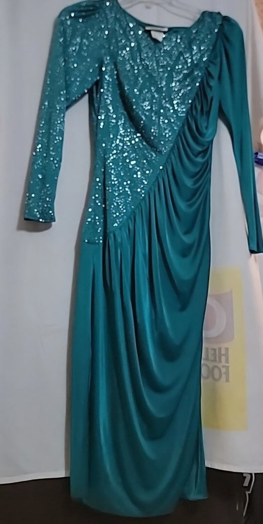 New Leaf by Samir Vintage Party Prom Formal Dress Size 11/12 Padded Shoulders