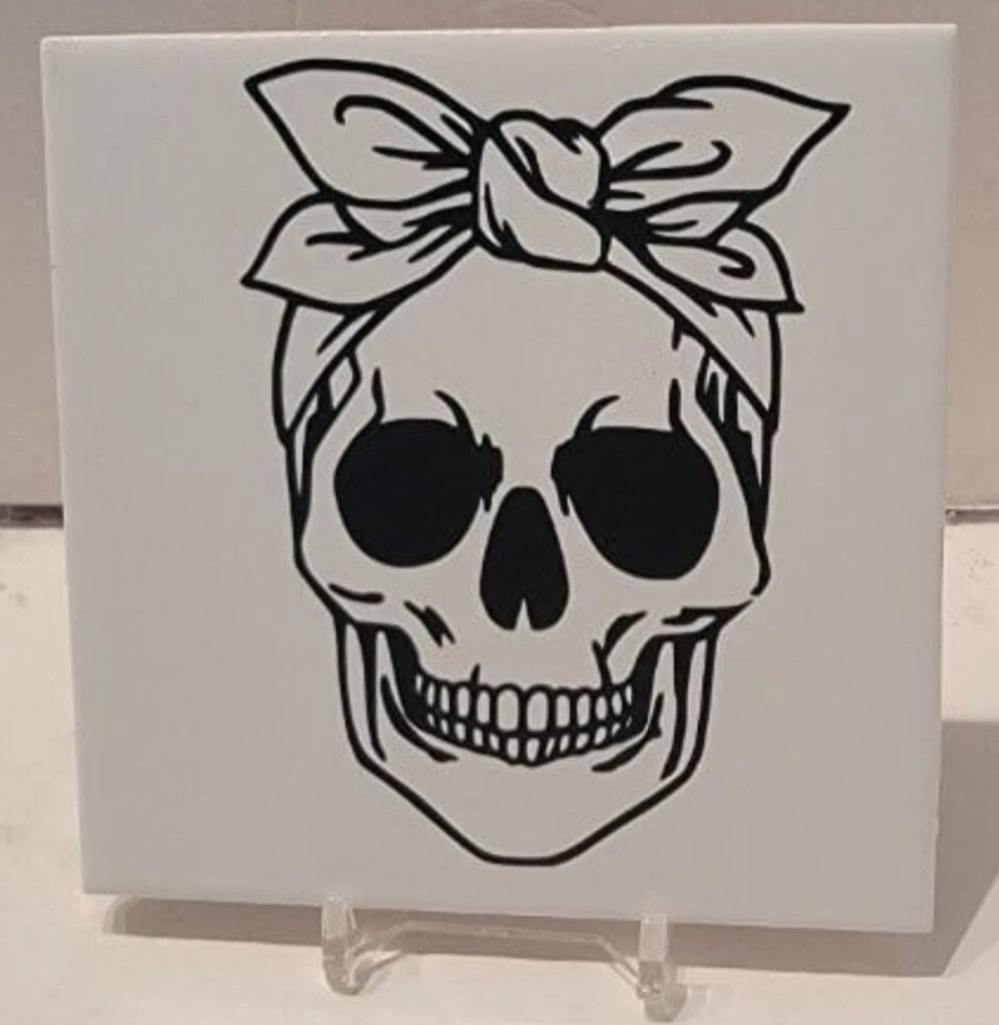 Female Skull Ceramic Tile Coaster