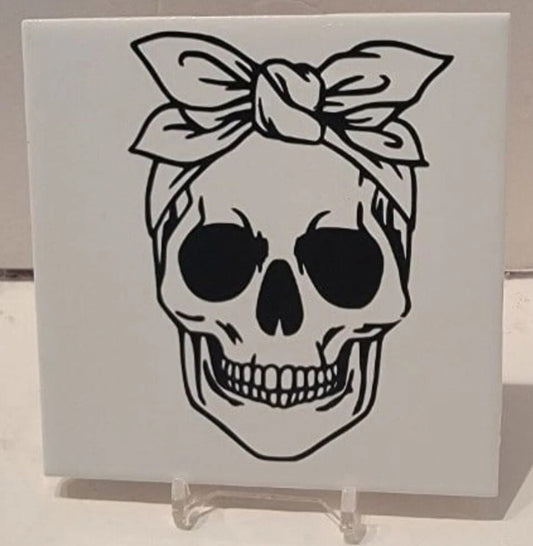 Female Skull Ceramic Tile Coaster