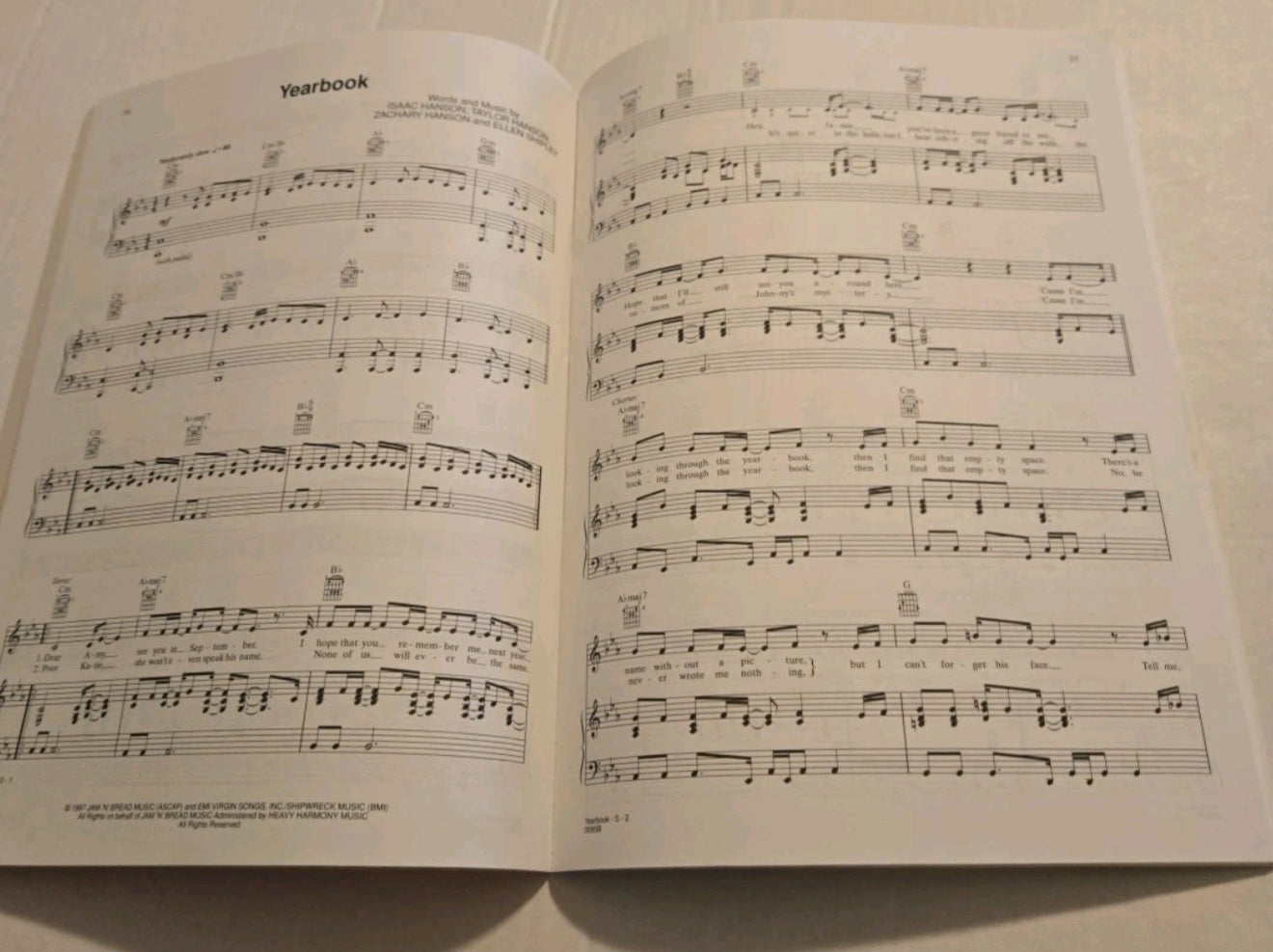 Hanson Middle Of Nowhere Guitar/Vocal/Chords Book- Missing Pullout Poster