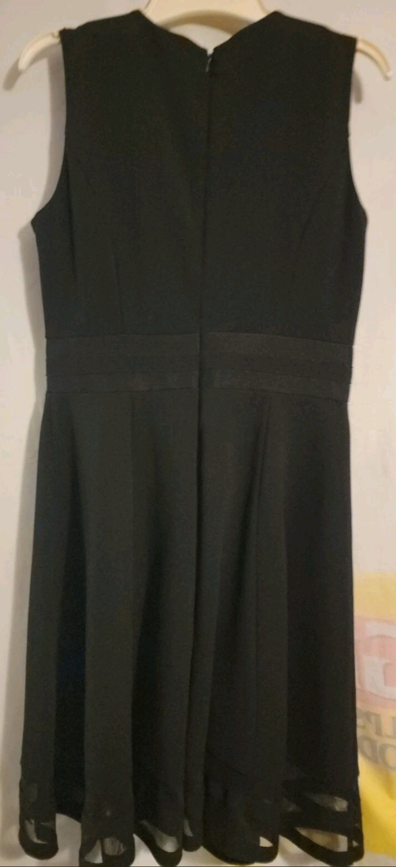 Calvin Klein Black Sleeveless Stretch Fit & Flare Sheer Bottom Dress Size 6