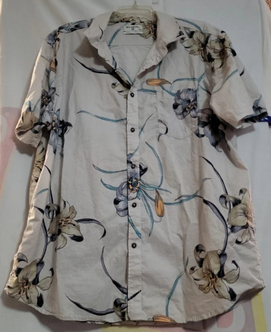 Billabong Floral Core Fit Stretch Short Sleeve Button Up Shirt Mens Size XXL