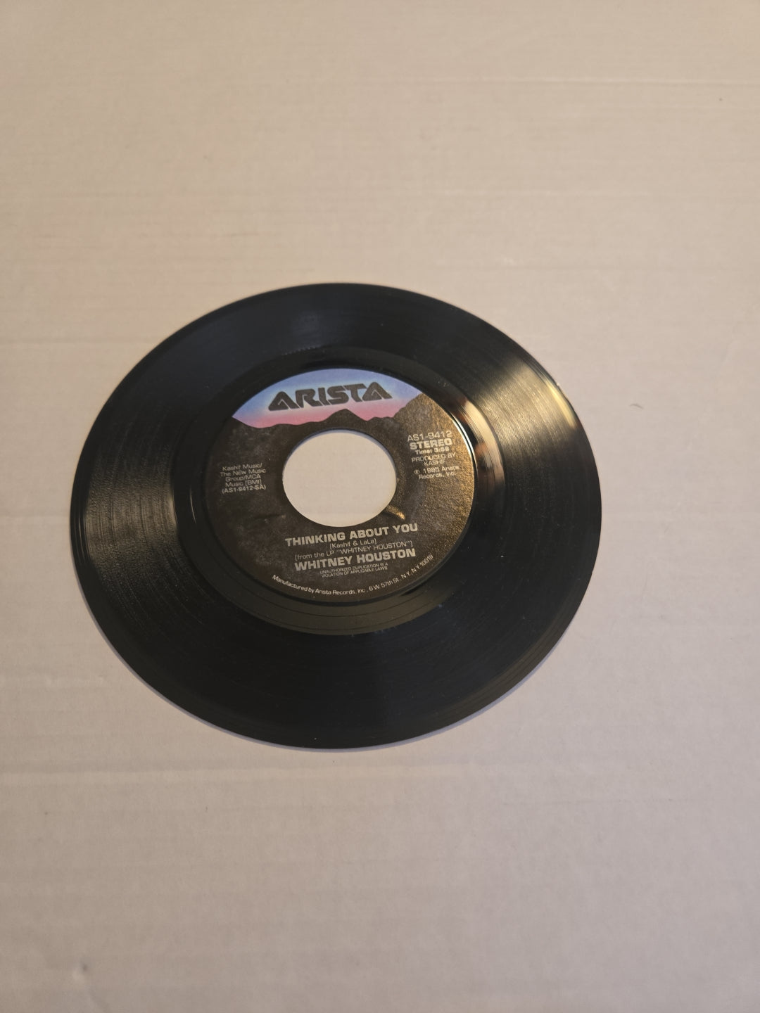 Whitney Houston Thinking About You 45 RPM Vinyl Record
