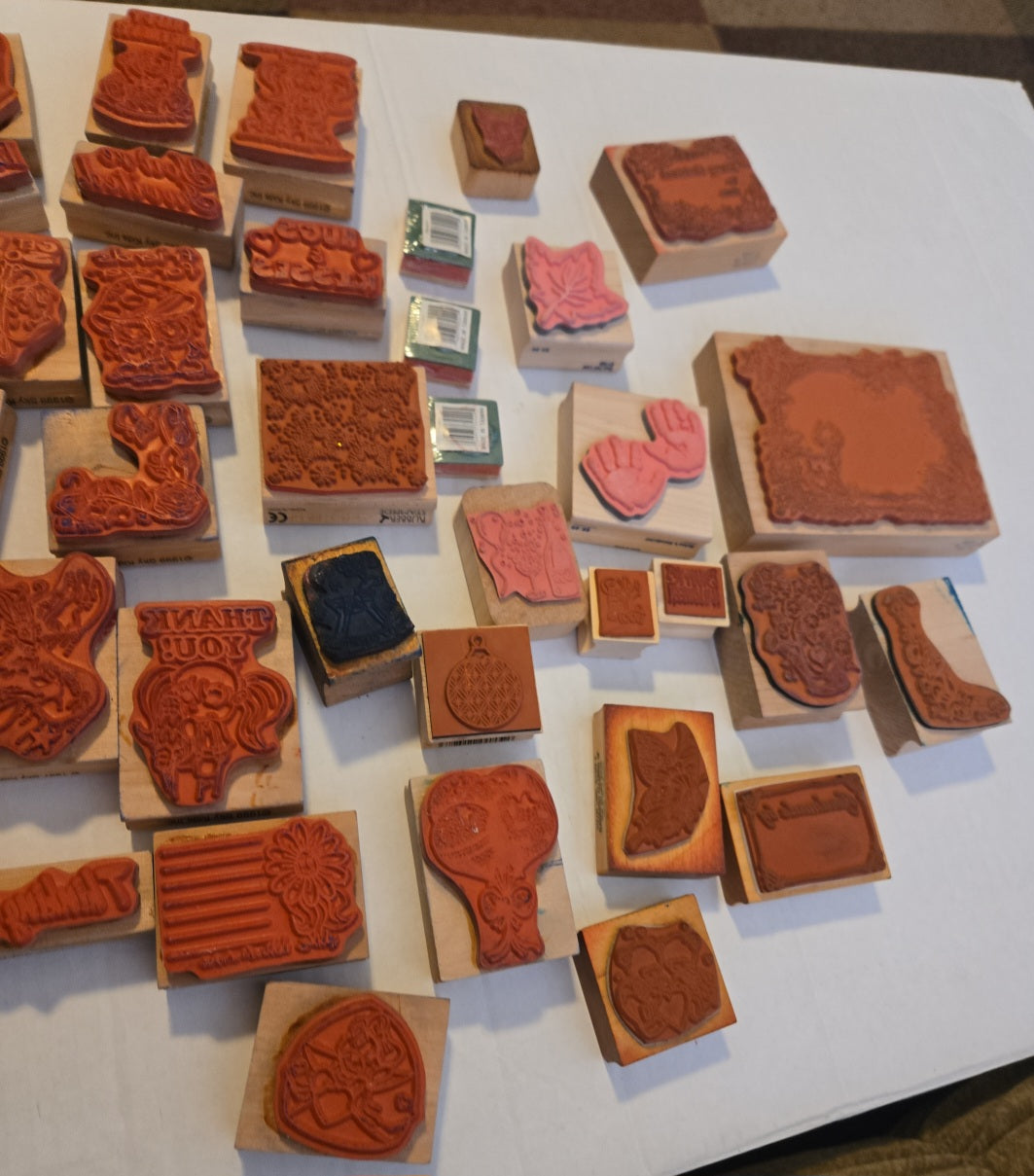 Lot of 40 Wood Rubber Stamps