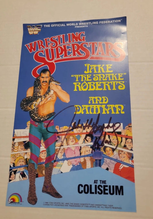 Jake The Snake Roberts Autographed Mini Poster Black Ink No COA